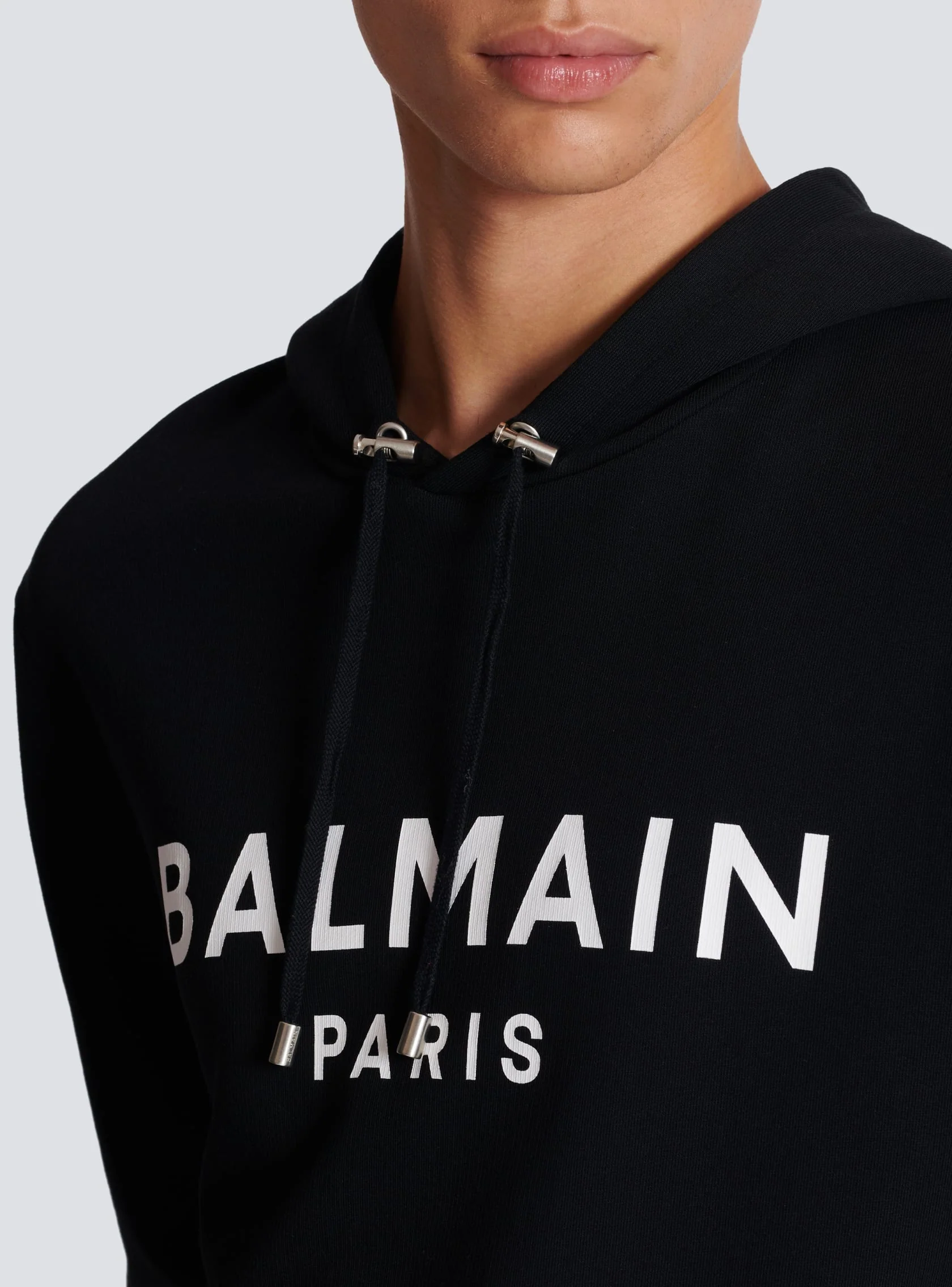 Felpa BALMAIN cappuccio stampa logo nera - immagine 4