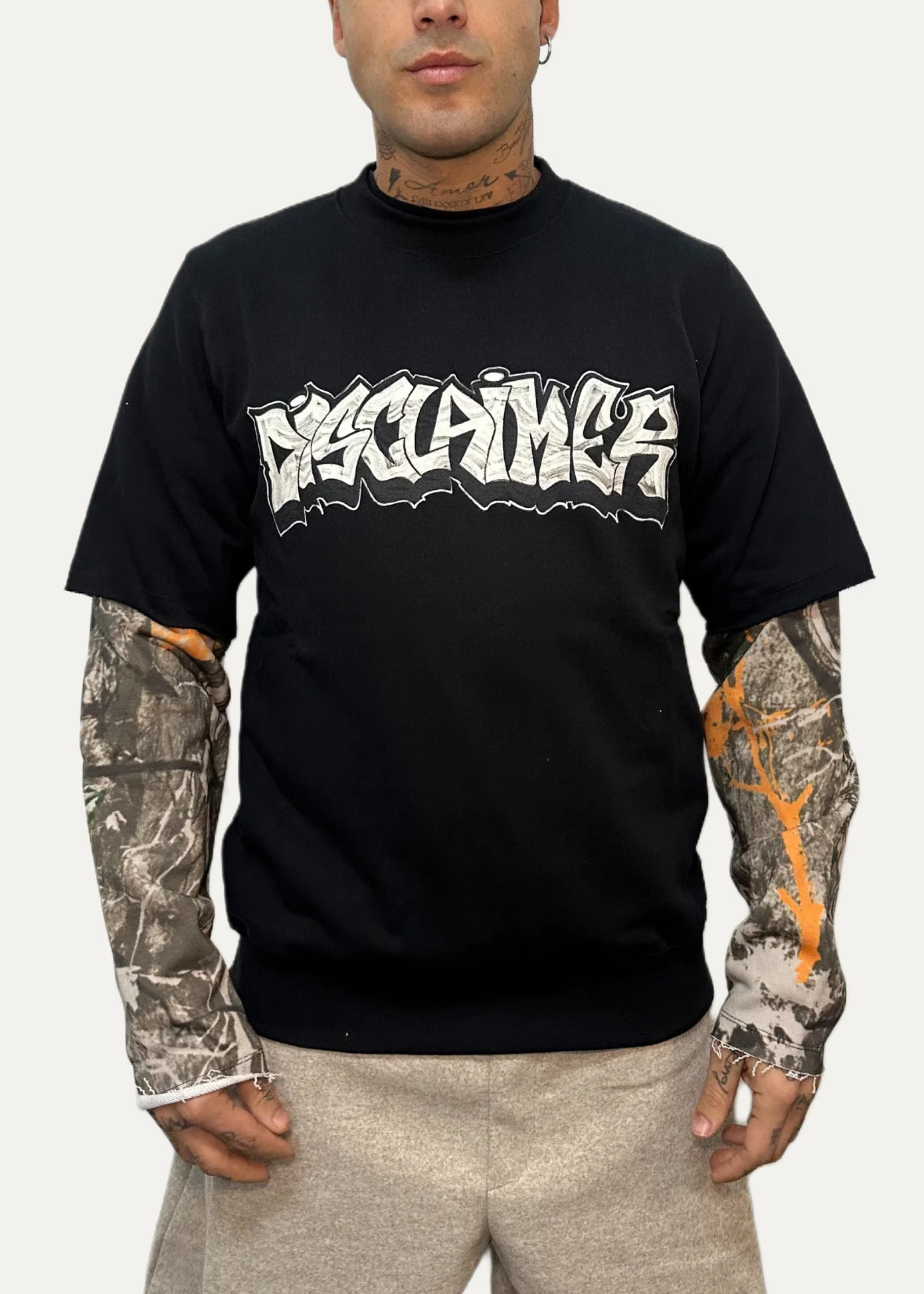 Maglia in felpa DISCLAIMER double-layer stampa logo nera