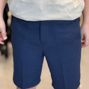 NEVER TOO - Bermuda in lino blu bambino