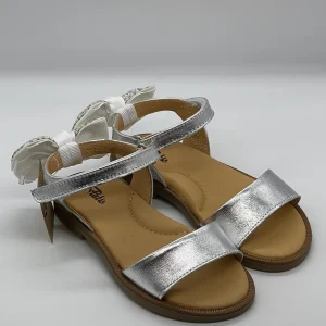 PLATIS - Sandalo argento con fiocco di strass sul retro