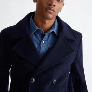 LIU-JO UOMO - Cappotto blu navy doppiopetto corto uomo