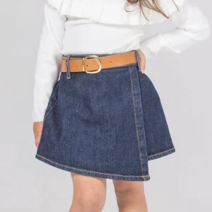 JANICE - Gonna con cintura cuoio bambina