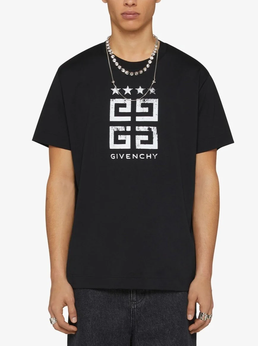 T-shirt GIVENCHY logo 4G Stars slim fit nera - immagine 3