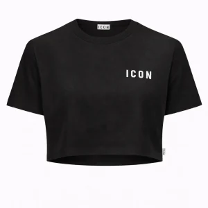 ICON - T-shirt crop con logo piccolo donna