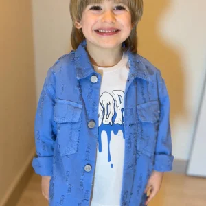 NEVER TOO - Camicia in denim azzurro cielo bambino