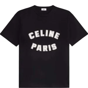 T-shirt CELINE stampa logo Paris nera