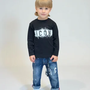 ICON - Jeans con logo laterale bambino