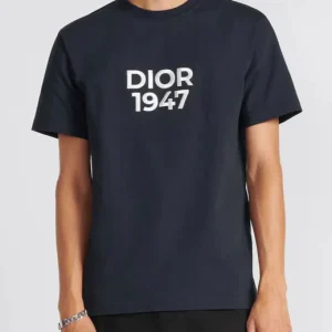 T-shirt CHRISTIAN DIOR logo ricamato 1947 blue navy