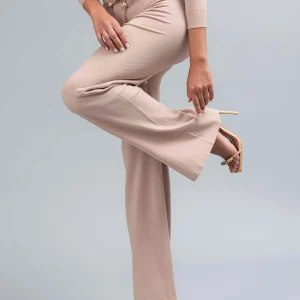 KORALLINE - Pantalone a palazzo in lana rasata donna