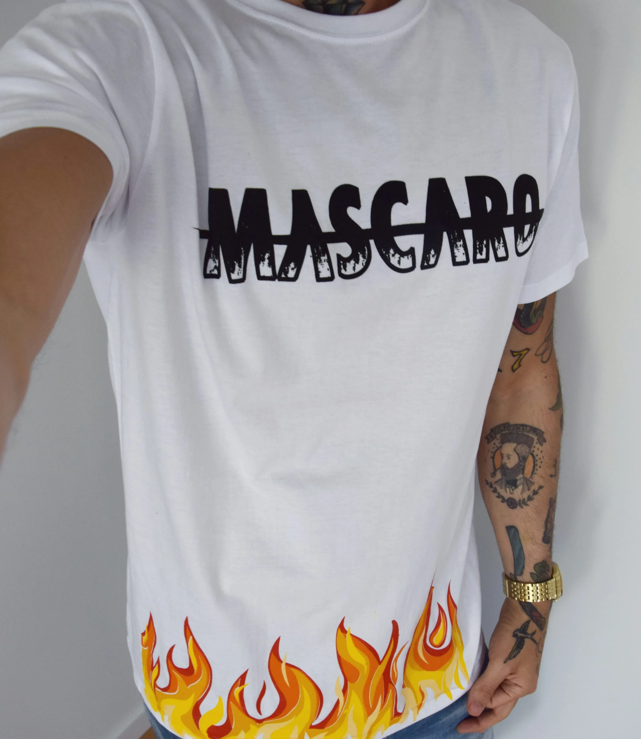 Tshirt MASCARO flame bianca - immagine 5