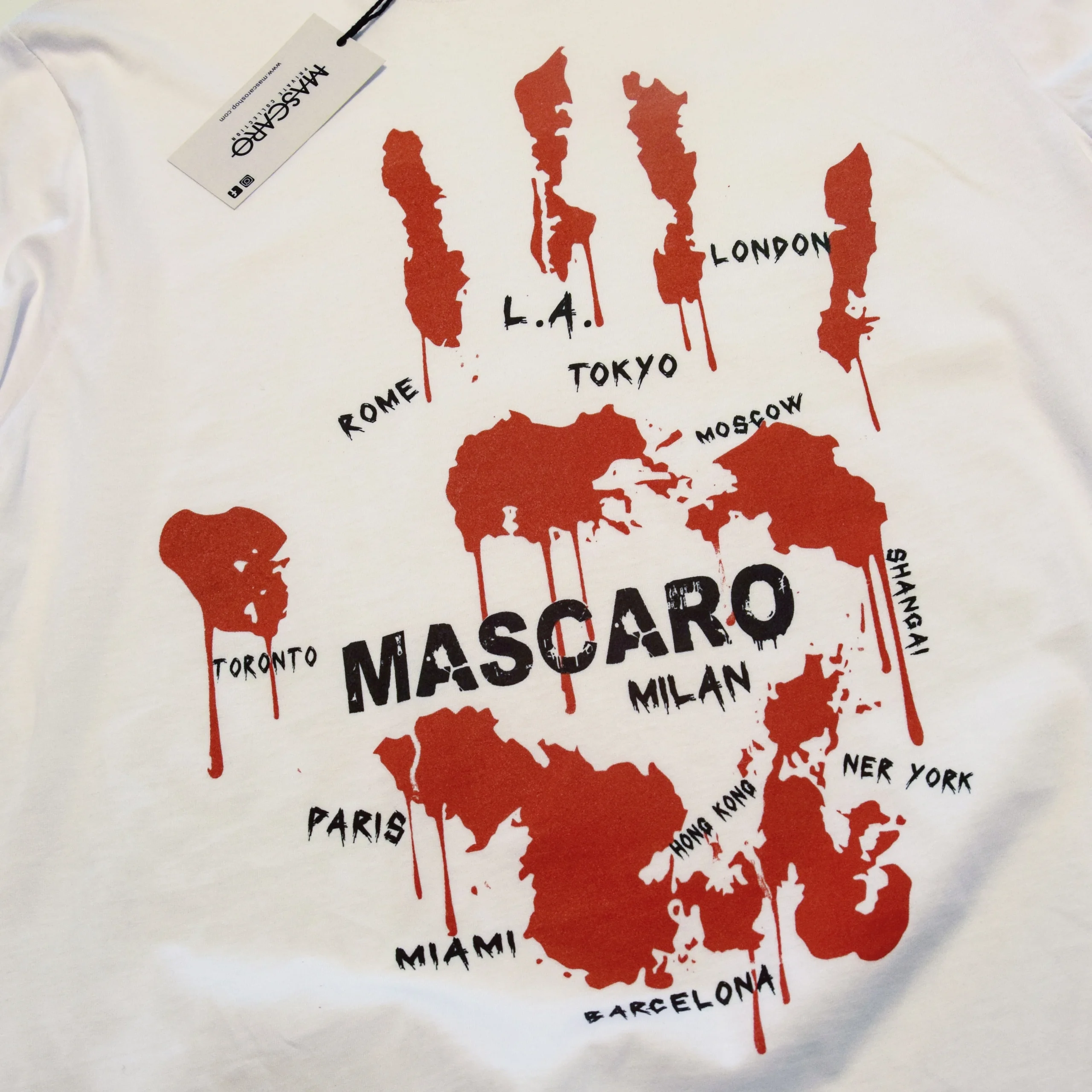 Tshirt MASCARO blood hand bianca - immagine 4