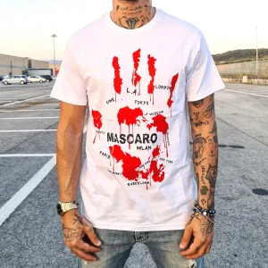 Tshirt MASCARO blood hand bianca
