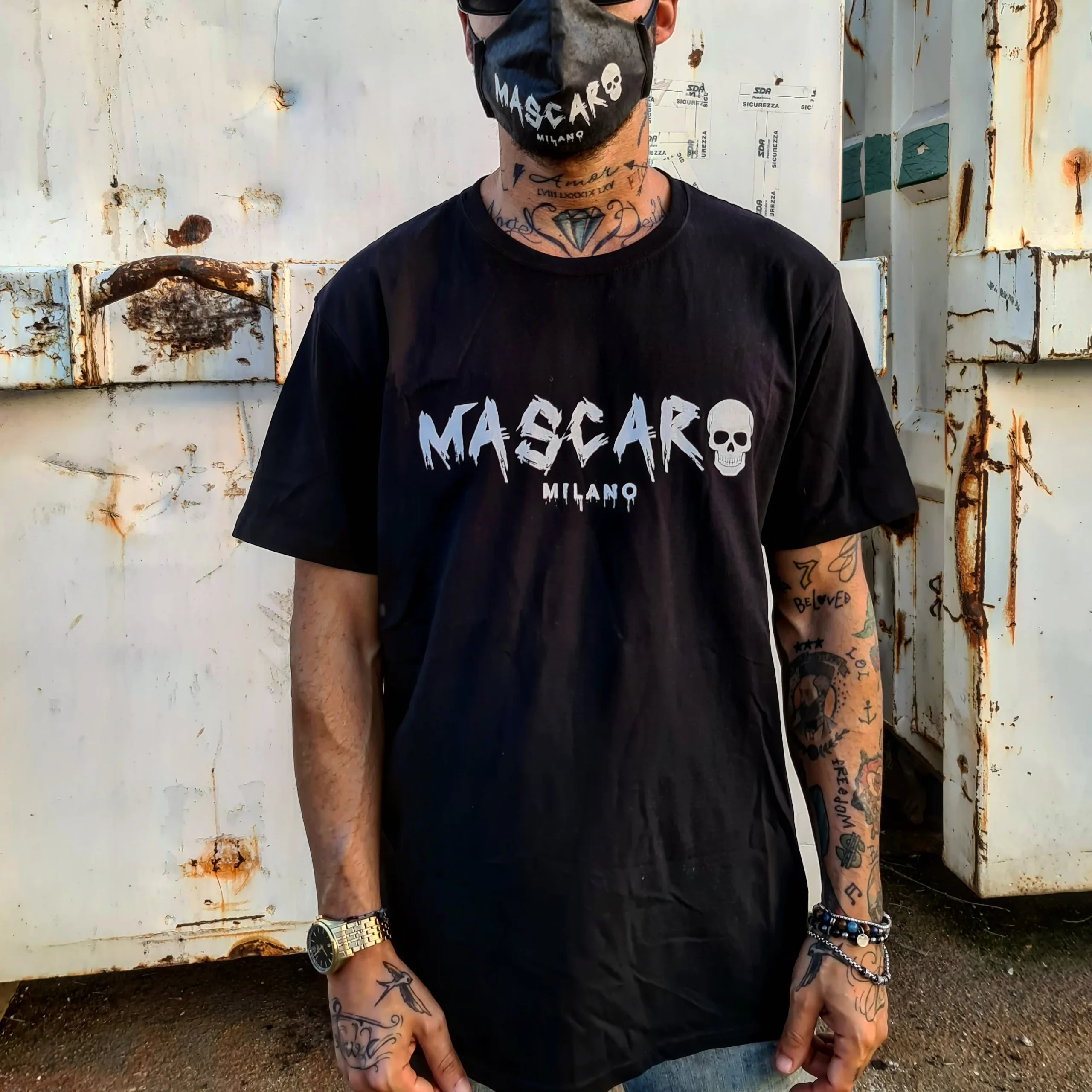 Tshirt MASCARO skull nera