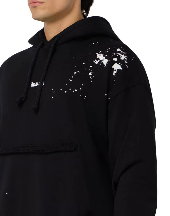 Felpa DISCLAIMER con cappuccio doppio strato camicia nera - immagine 4