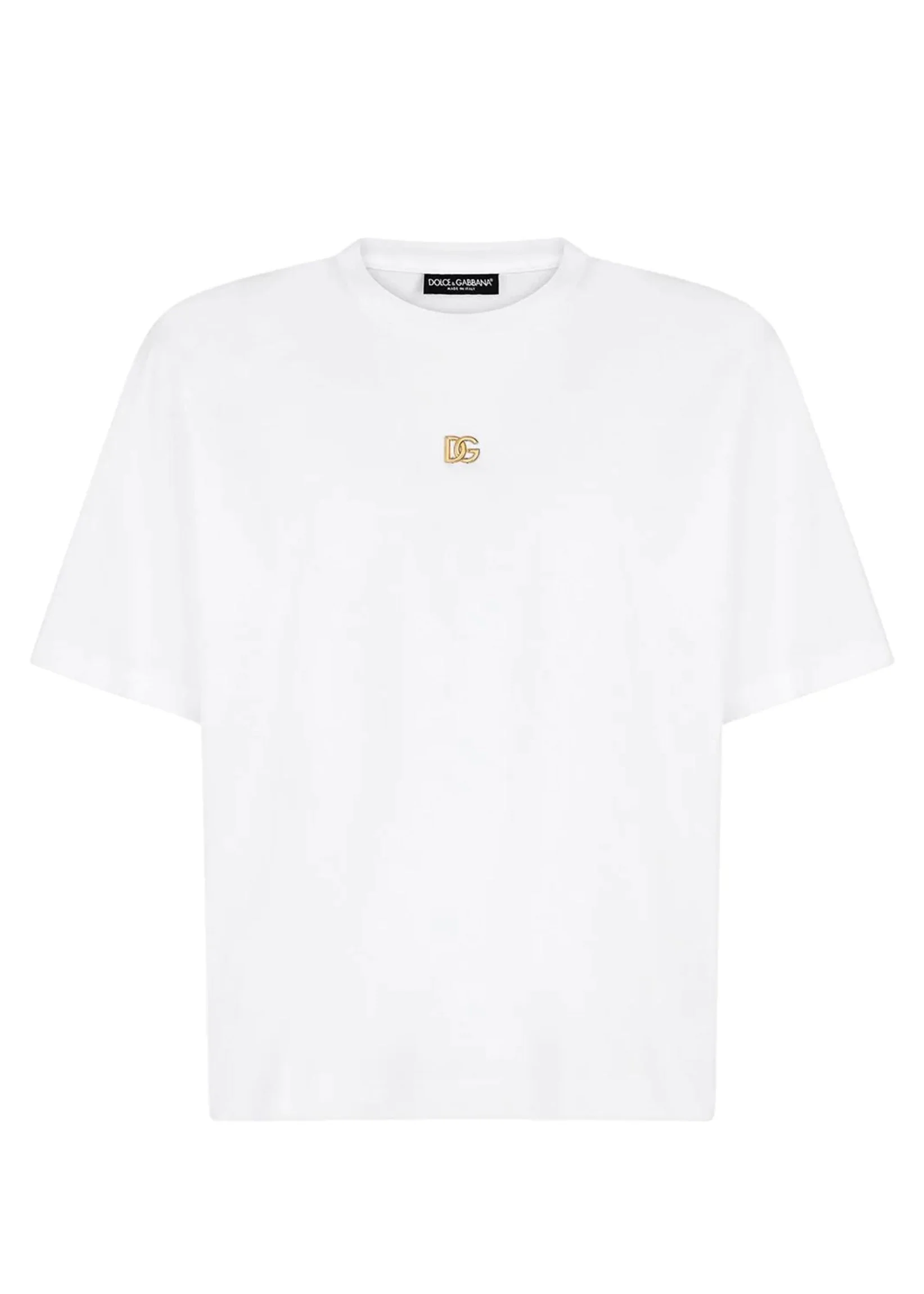 T-shirt DOLCE & GABBANA placca oro DG oversize bianca - immagine 3