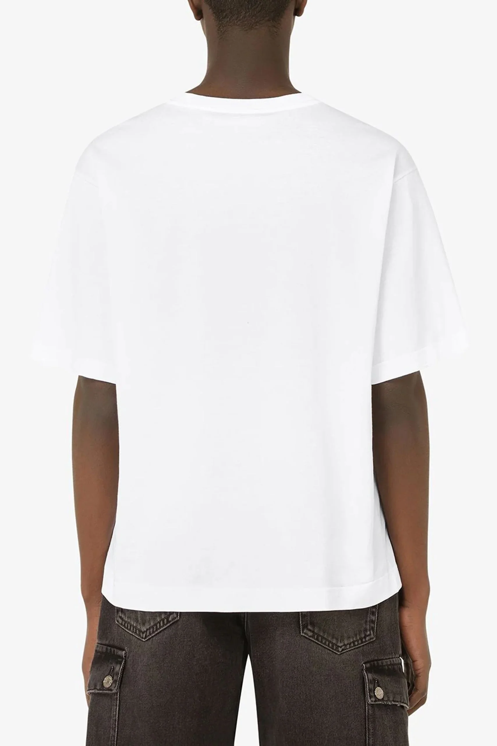 T-shirt DOLCE & GABBANA placca oro DG oversize bianca - immagine 5