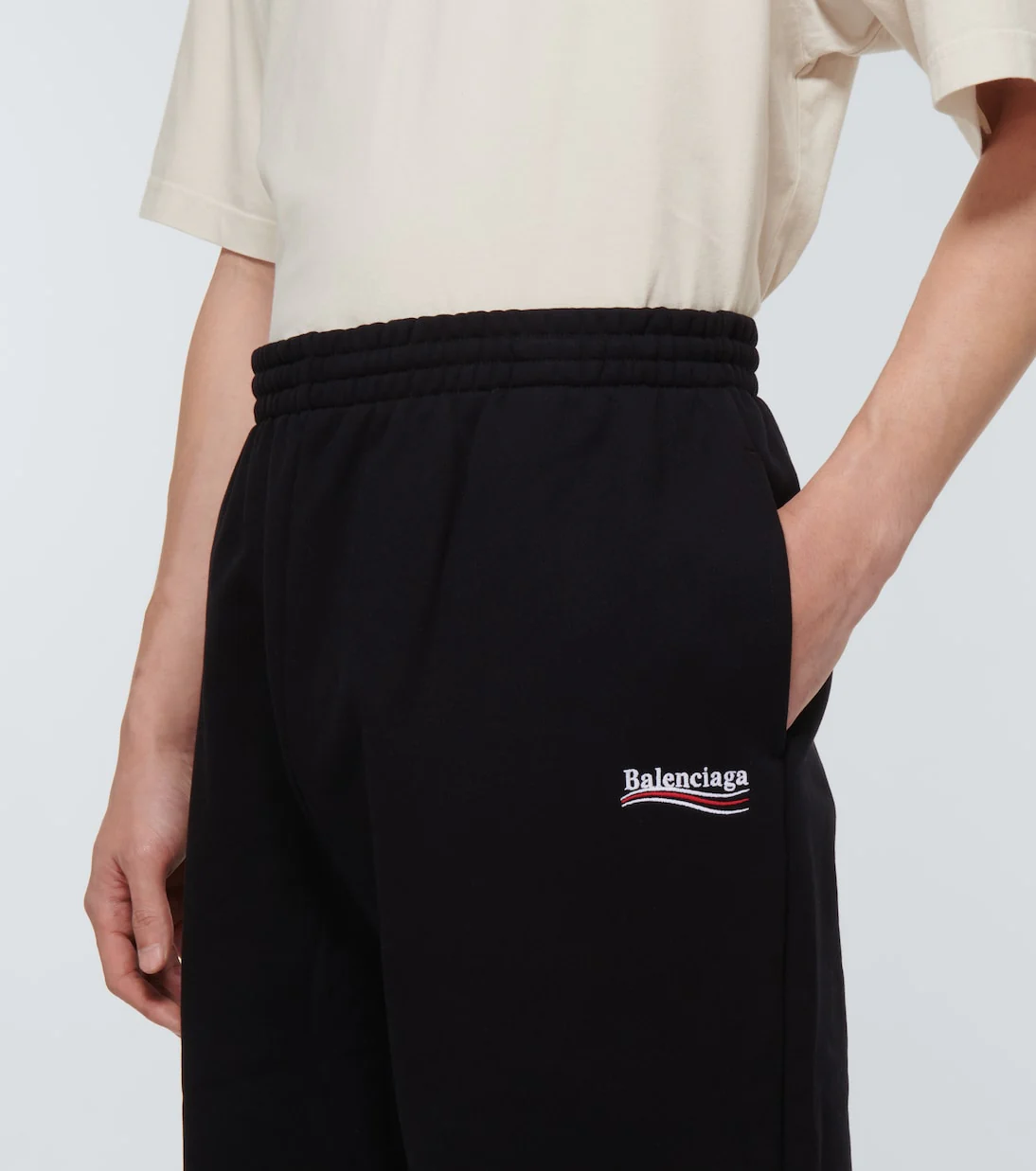 Pantalone unisex BALENCIAGA logo ricamato Political Campaign jogger Nero - immagine 7