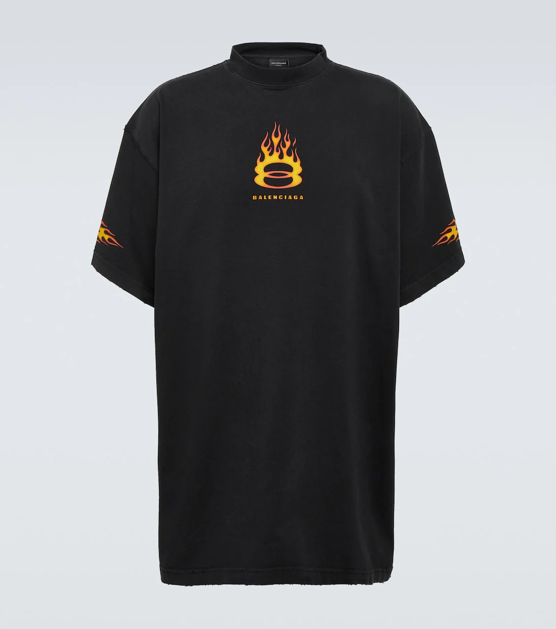 T-shirt BALENCIAGA stampa flame oversize vintage nera - immagine 5