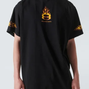 T-shirt BALENCIAGA stampa flame oversize vintage nera