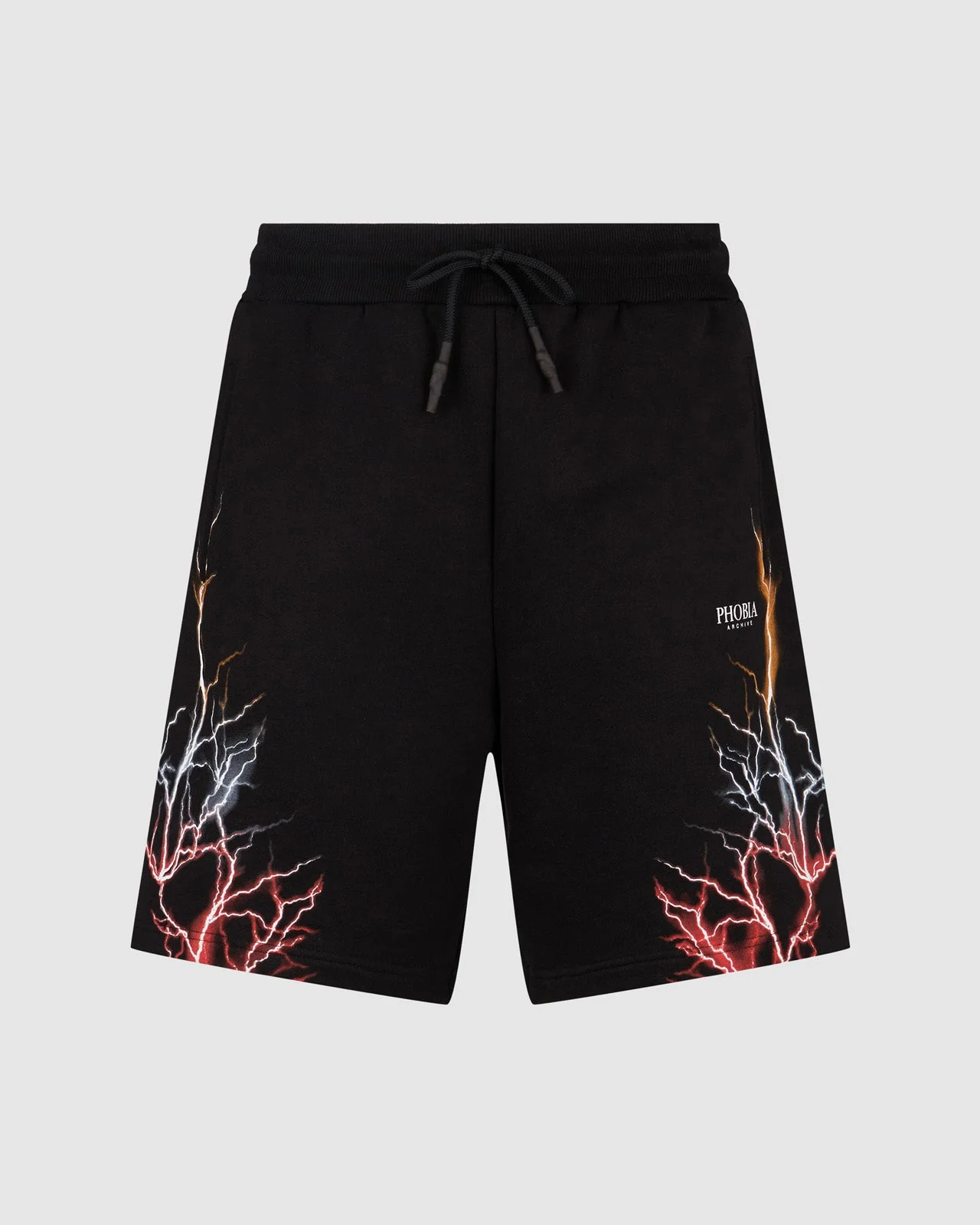 Completo estivo PHOBIA ARCHIVE t-shirt + pantaloncino fulmini rosso/grigio/arancione nero - immagine 8