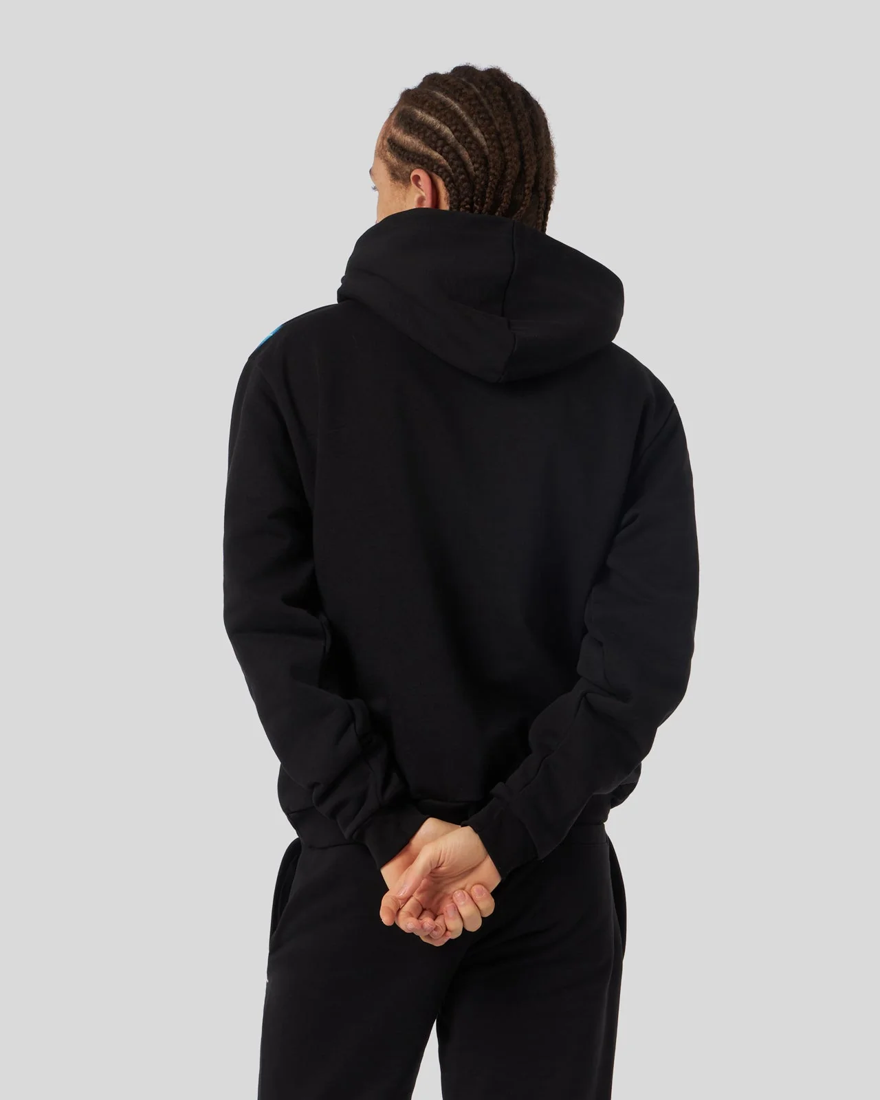 Felpa PHOBIA cappuccio nera ricamo fulmini laterlai blue - immagine 3