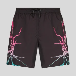 Costume PHOBIA swimboxer nero fulmini rosa e blu