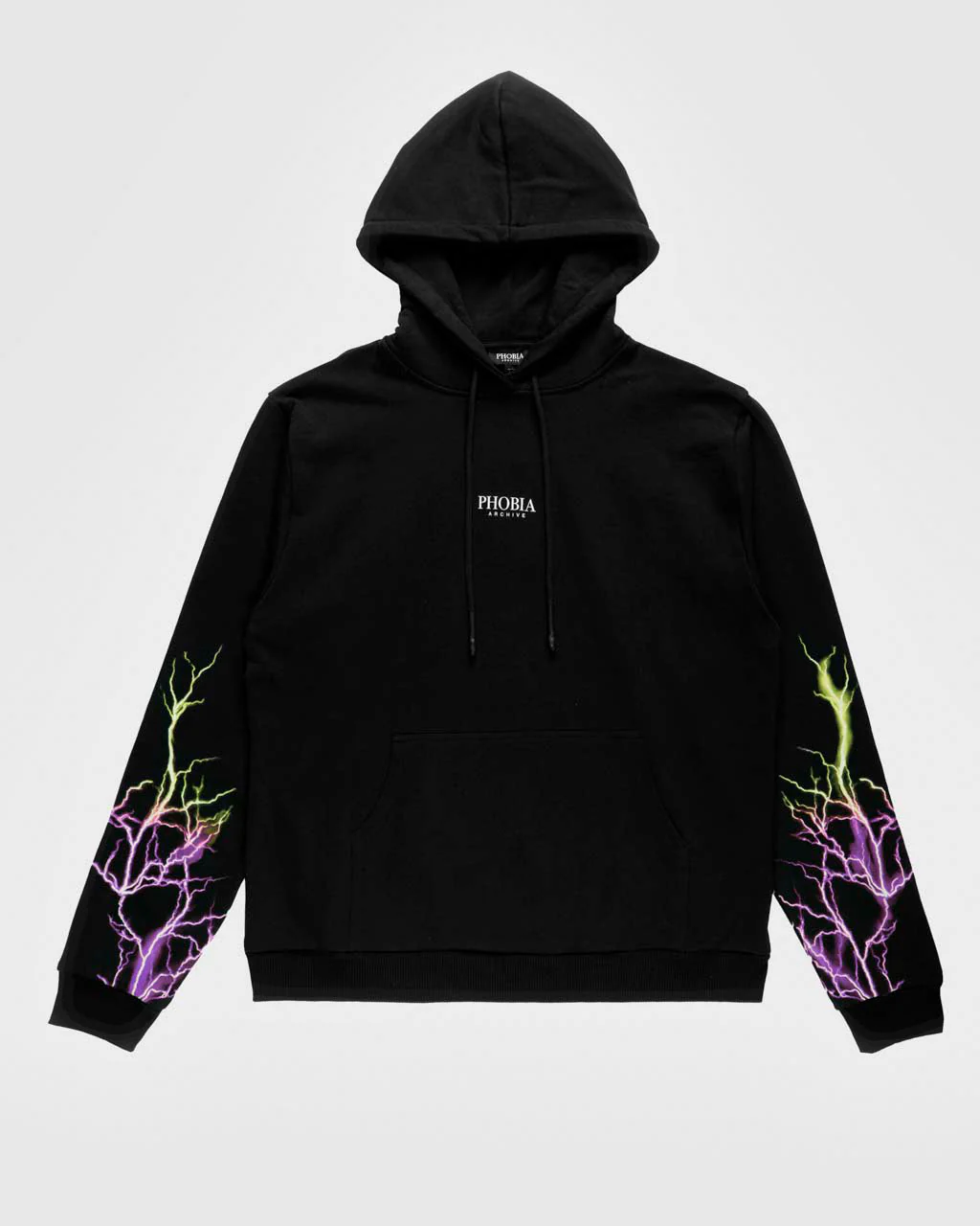Felpa PHOBIA con cappuccio nera fulmini viola/giallo - immagine 2