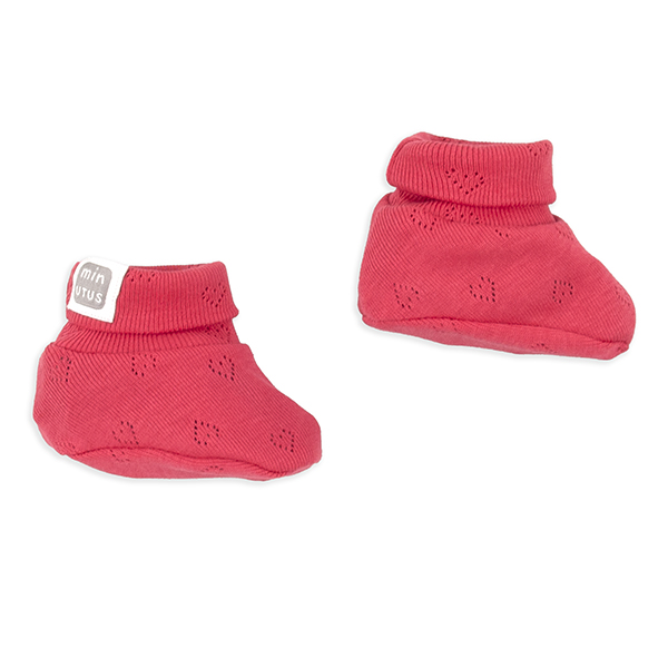 Babbucce traforate con cuori 100% cotone neonato fucsia - immagine 4