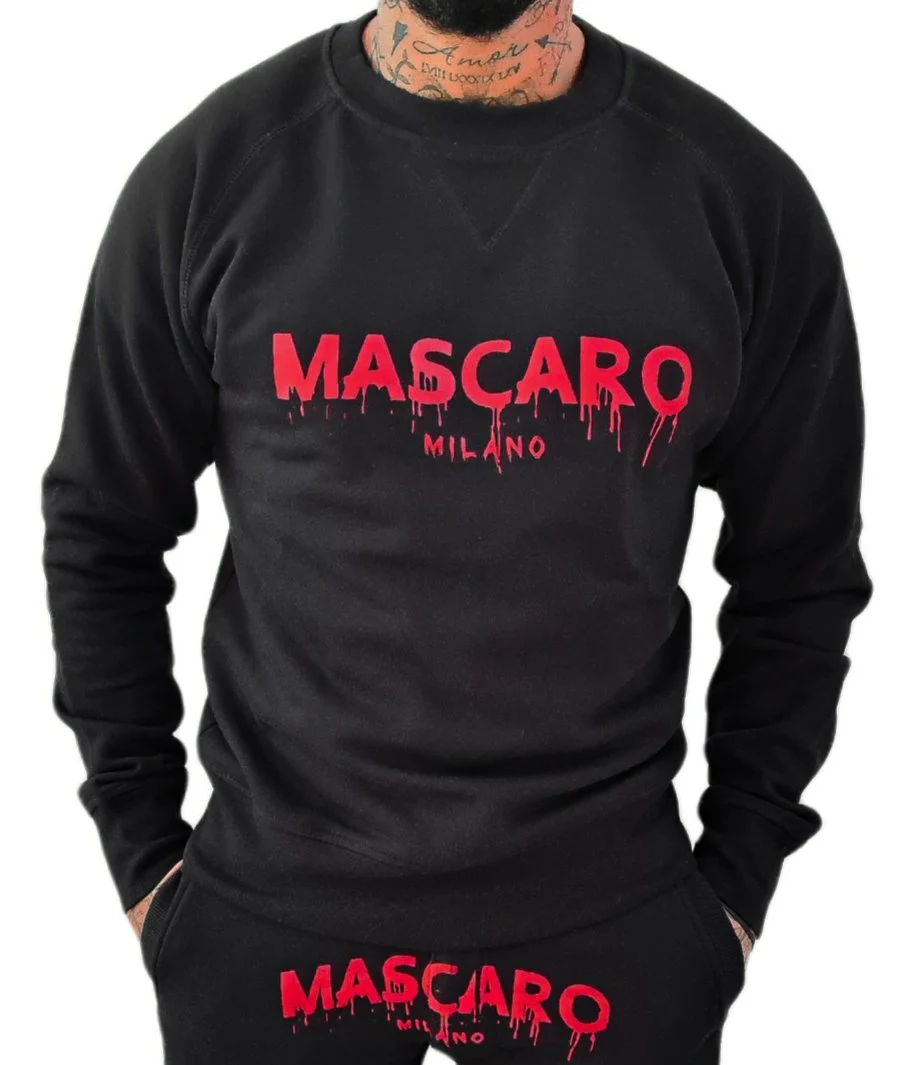 Felpa MASCARO girocollo stampa Blood nera/rossa - immagine 3