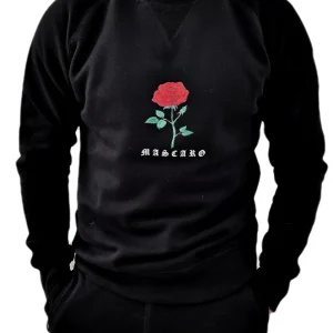 Felpa MASCARO girocollo stampa Rosa gothic nera