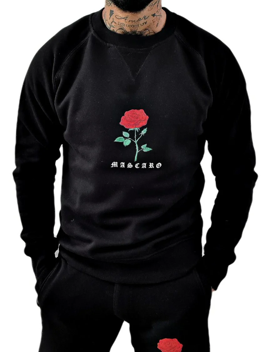 Felpa MASCARO girocollo stampa Rosa gothic nera