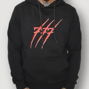 Tony Effe Felpa TRIPLOSETTE 777 con cappuccio stampa skull retro nero