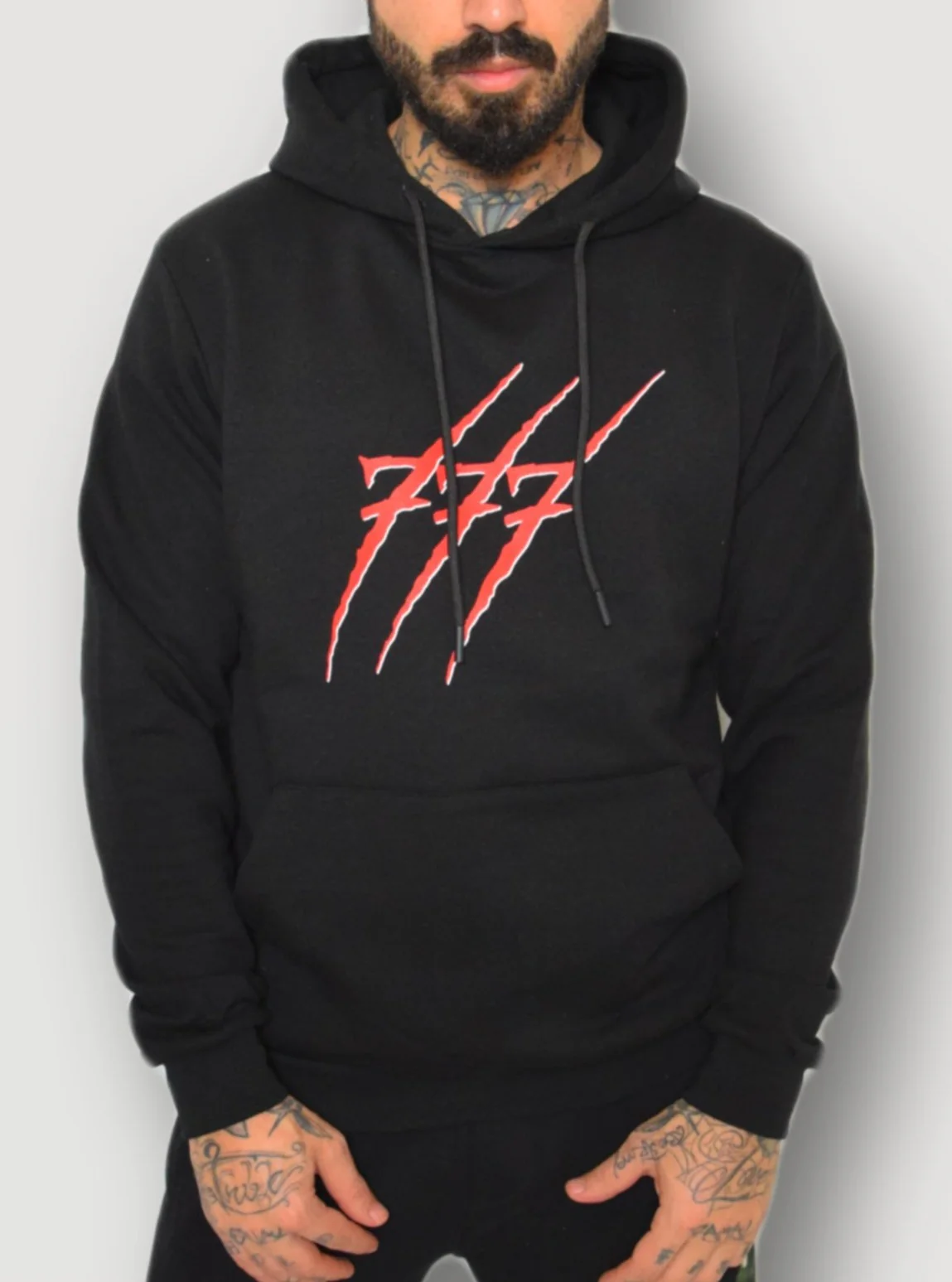 Tony Effe Felpa TRIPLOSETTE 777 con cappuccio stampa skull retro nero - immagine 2