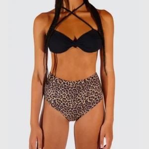 Costume bikini MATINEE by Chiara Biasi vita alta nero maculato