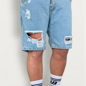 Bermuda jeans NJB NEW JOB BRAND strappi denim chiaro