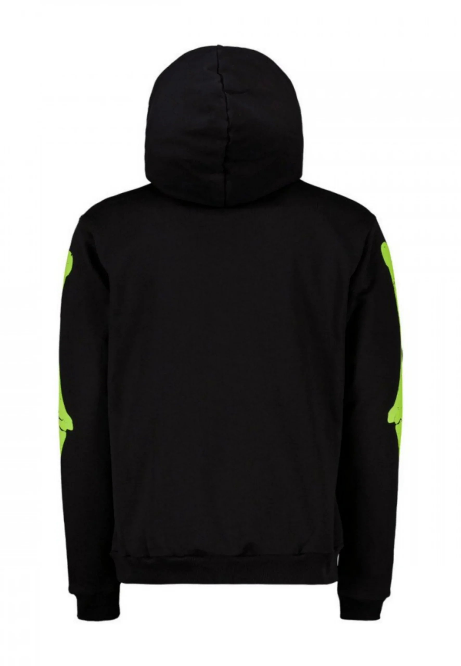 Felpa PHOBIA con cappuccio scheletro nero verde fluo - immagine 5