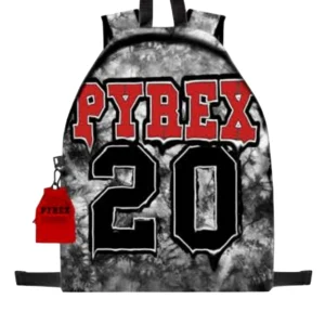 Zaino PYREX in pu fantasia rosso/nero/tie dye + portachiavi