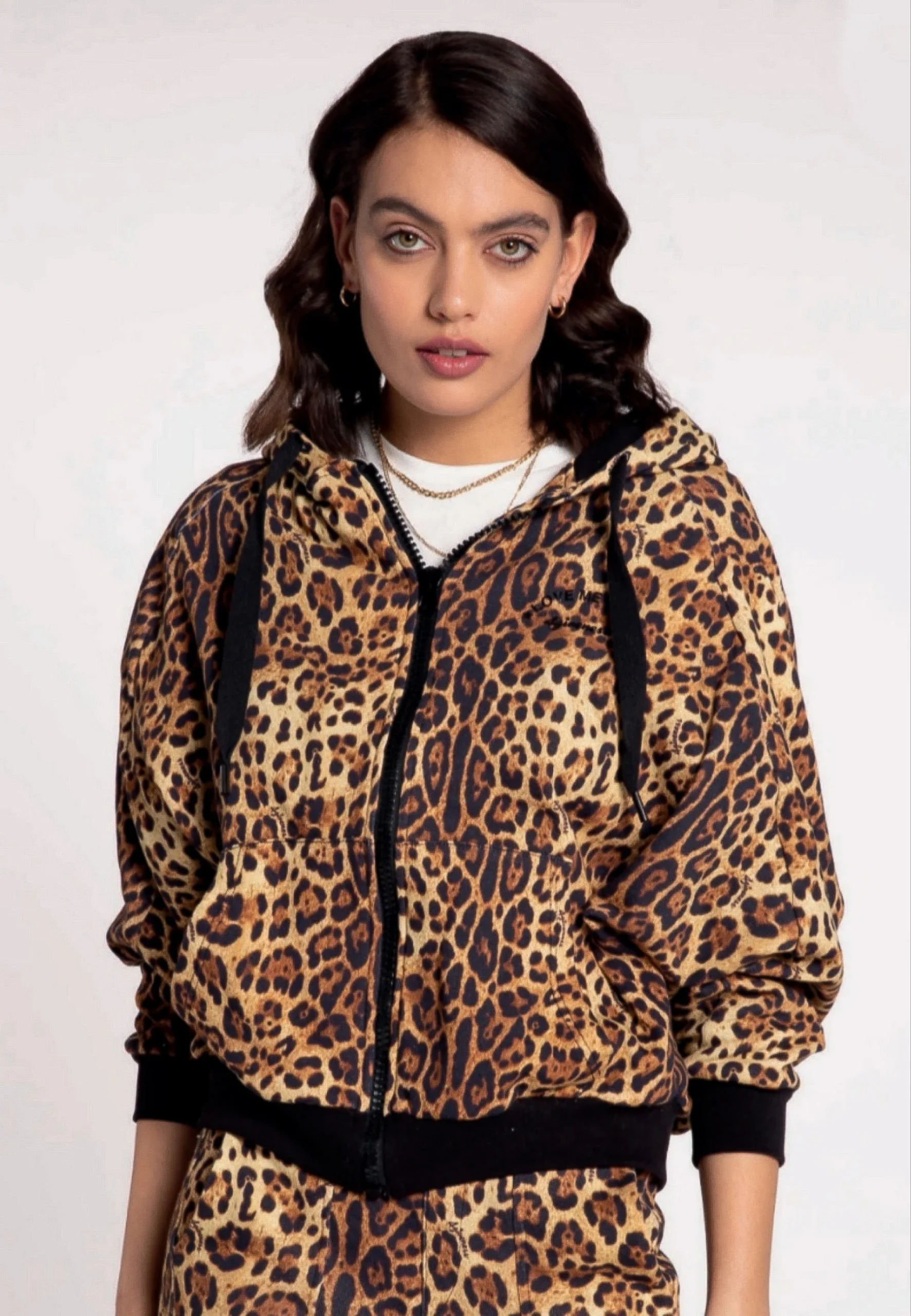 Felpa donna 4GIVENESS Love my Wild zip con cappuccio Leopard - immagine 2