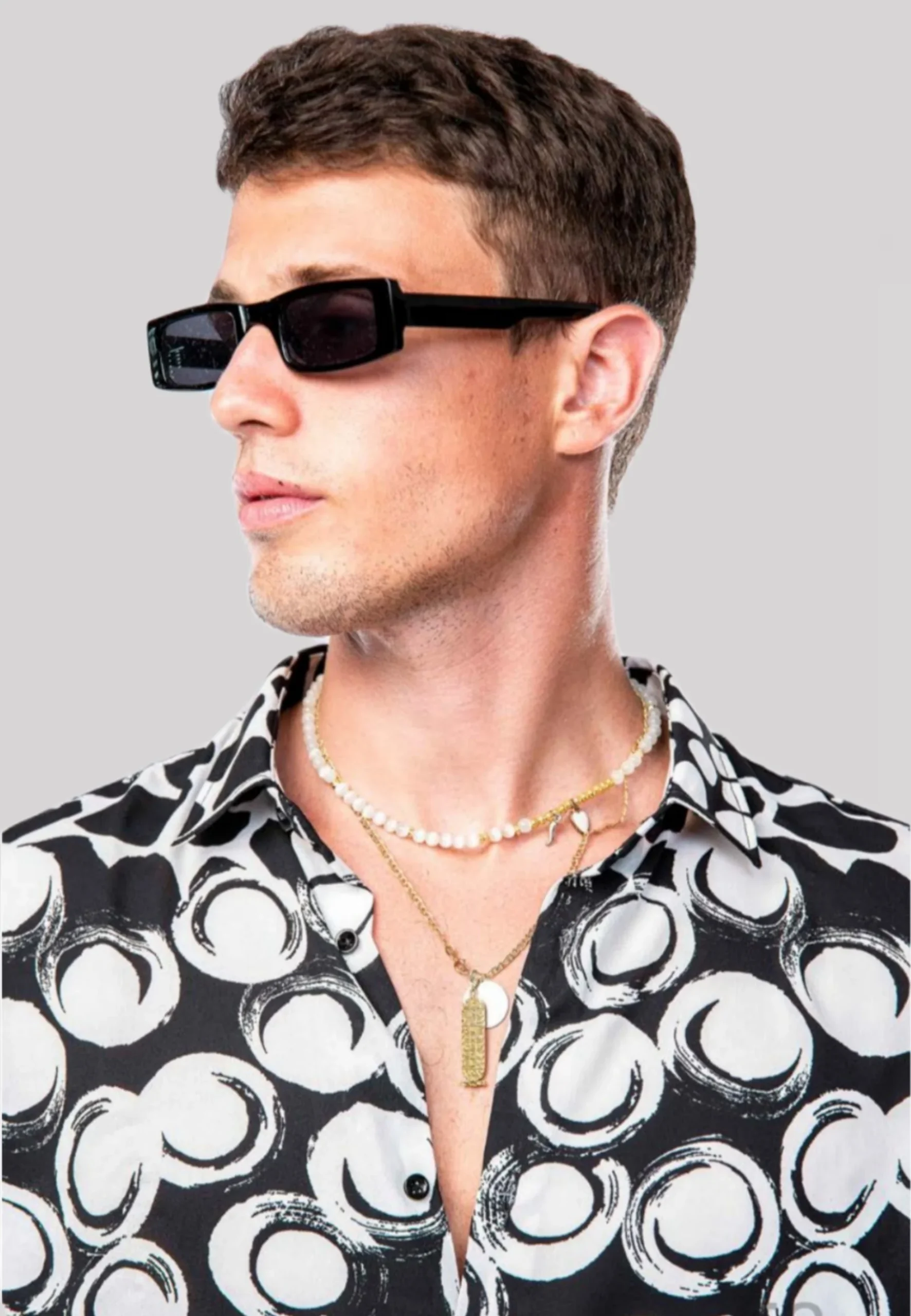 Camicia NJB NEW JOB BRAND in viscosa a pois nero/bianco - immagine 3
