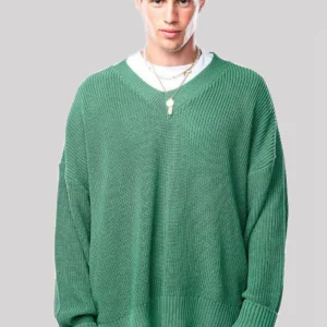 Maglione NJB scollo a V Oversize verde