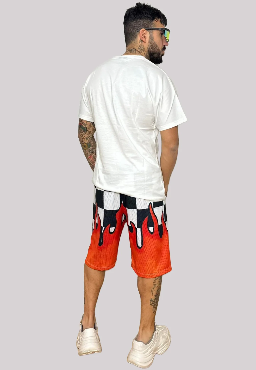 Completino estivo PYREX t-shirt+ bermuda in rete stampa Chess bianco - immagine 3