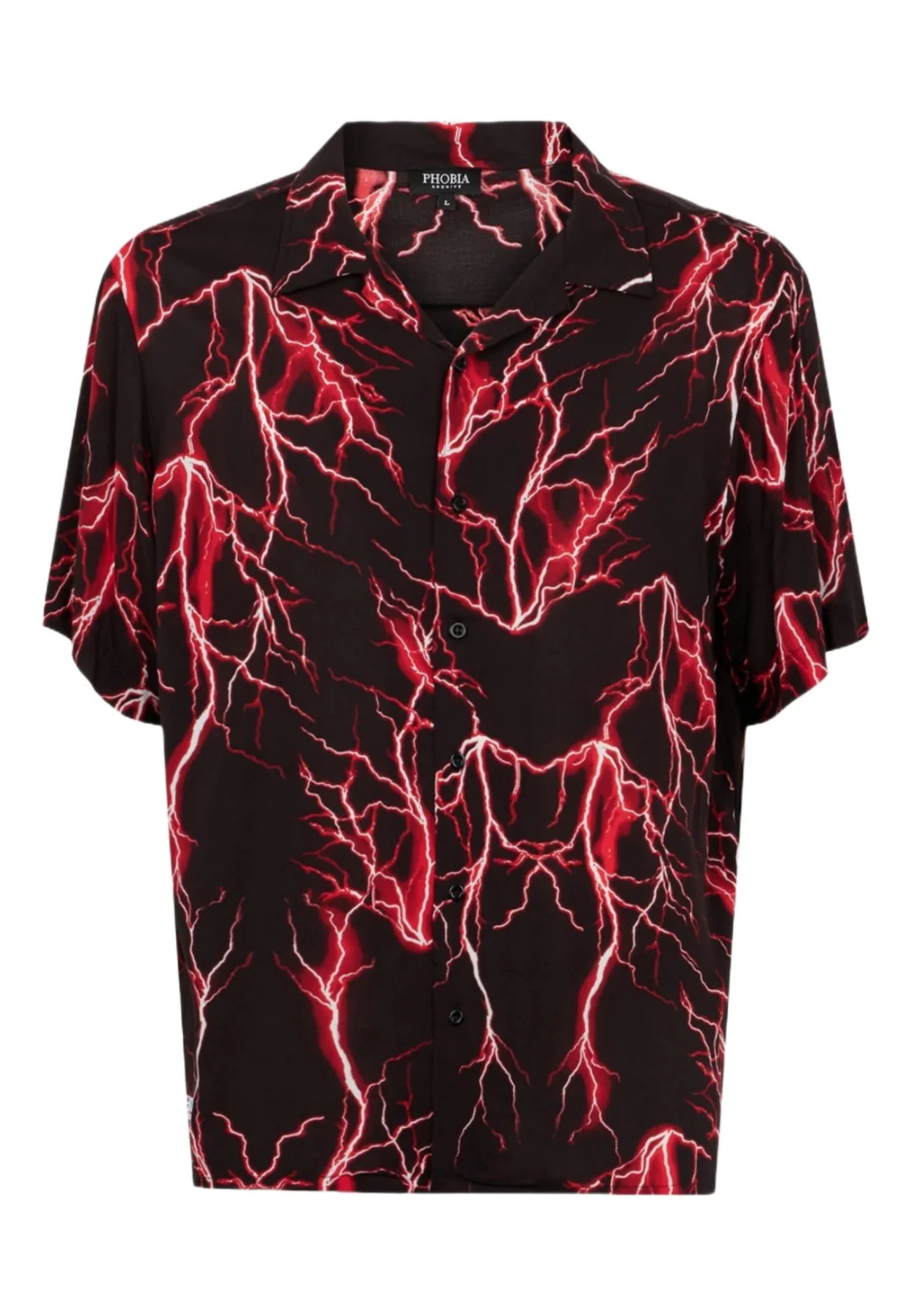 Completo PHOBIA camicia + bermuda stampa all over fulmini rossi nero - immagine 8