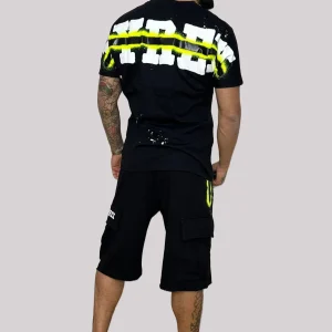 Completino estivo PYREX t-shirt+ bermuda stampa spray nero