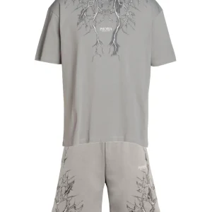 Completo estivo PHOBIA ARCHIVE t-shirt + pantaloncino fulmini grigio
