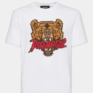 T-shirt DSQUARED2 Bear logo bianca