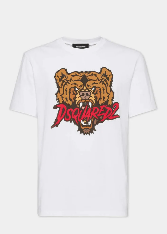 T-shirt DSQUARED2 Bear logo bianca