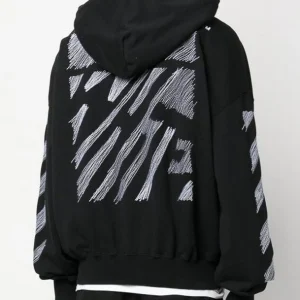 Felpa OFF-WHITE con cappuccio Scribble Diag oversize nero