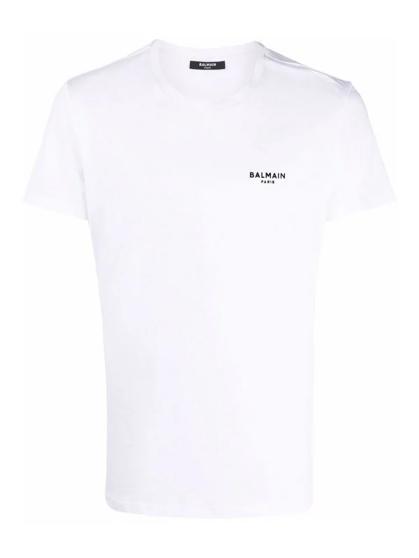 T-shirt BALMAIN logo floccato bianca