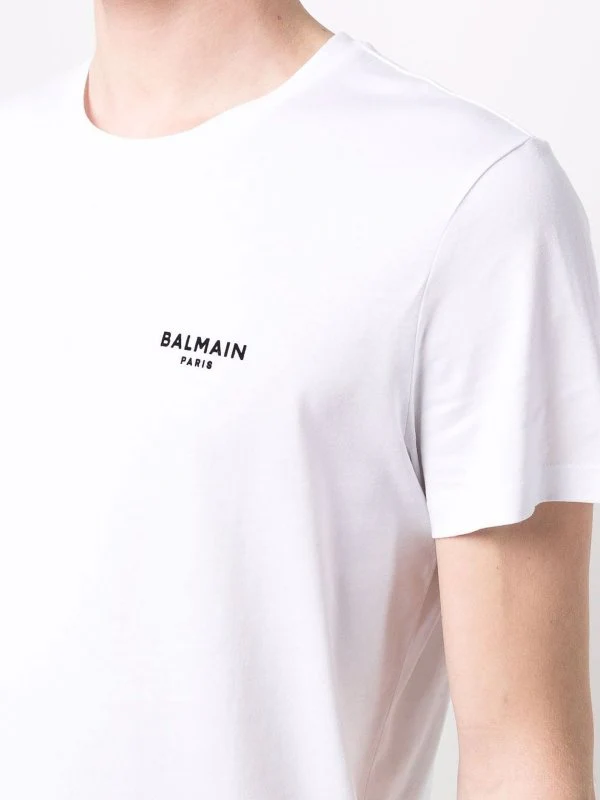 T-shirt BALMAIN logo floccato bianca - immagine 6