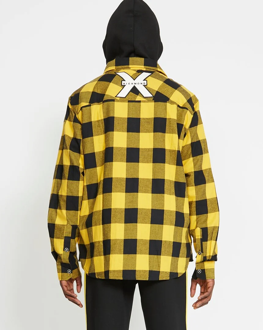 Camicia RICHMOND X in flanella nero/giallo - immagine 4